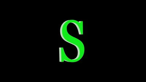 3d S letter logo loopable green color black background Stock Illustration