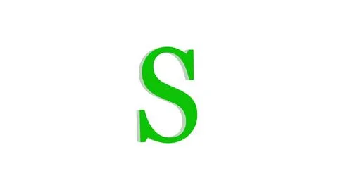 3d S letter logo loopable green color white background Illustrazione stock