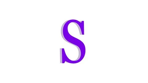 3d S letter logo loopable purple color white background 스톡 일러스트