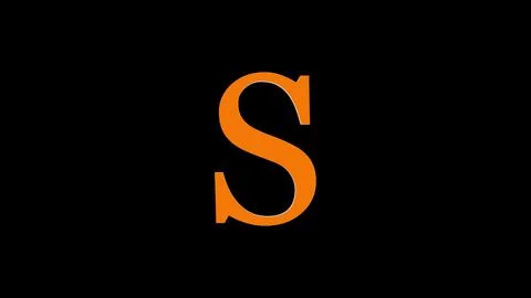 3d S letter logo loopable rotated brown color black background Stock Illustration