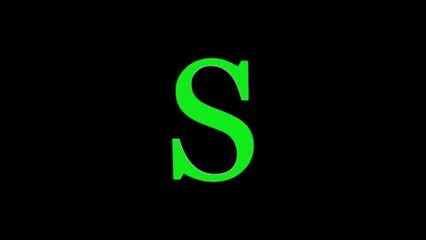 3d S letter logo loopable rotated green color black background Illustrazione stock