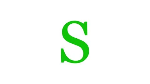 3d S letter logo loopable rotated green color white background Stock Illustration