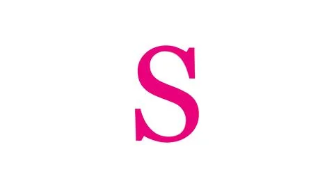3d S letter logo loopable rotated pink color white background Illustrazione stock