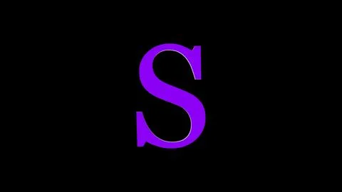 3d S letter logo loopable rotated purple color black background Stock Illustration