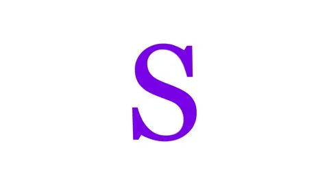 3d S letter logo loopable rotated purple color white background Stock Illustration