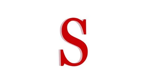 3d S letter logo loopable rotated red color white background Stock Illustration
