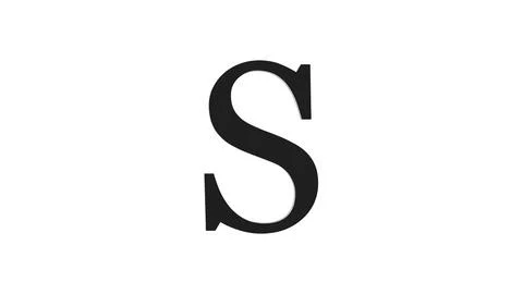 3d S letter logo loopable rotated black color white background Stock Photos