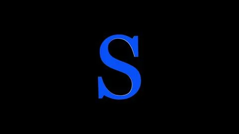 3d S letter logo loopable rotated blue color black background Stock Photos