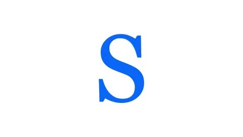 3d S letter logo loopable rotated blue color white background Stock Photos