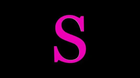 3d S letter logo loopable rotated pink color black background Stock Photos