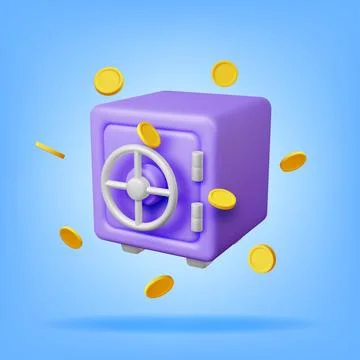 3d Safe Box Full of Money Isolated 库存插图