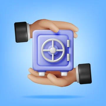 3d Safe Box in Hands Isolated Illustrazione stock