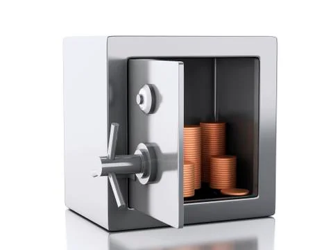 3d safe box with money イラスト素材