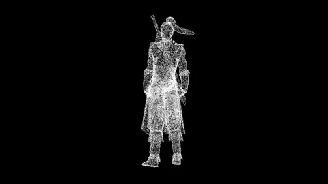 3D Samurai rotates on black background. Warrior and Honor concept. Oriental Stock Footage 251290484