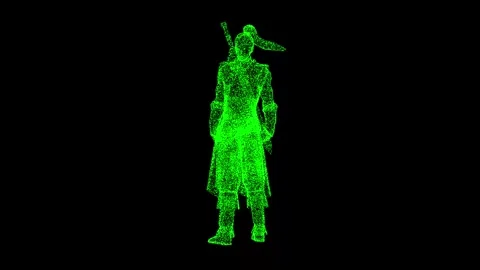 3D Samurai rotates on black background. Warrior and Honor concept. Oriental Stock Footage 251290514