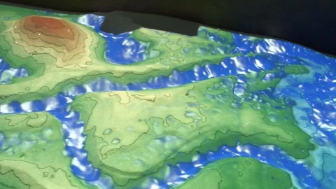 3D Sandbox Topography in museum Stock Footage 93520921