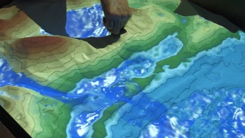 3D Sandbox Topography in museum Stock Footage 93520983