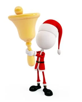 3d Santa with bell pose Stock Illustration