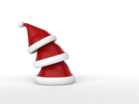 3d santa caps over another Stock Illustration