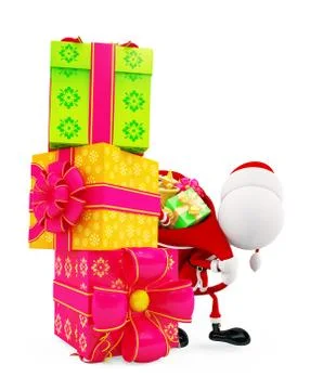 3d santa for Christmas with gift box Stock Illustration