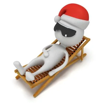3d Santa Claus having a rest on chaise lounge 스톡 일러스트