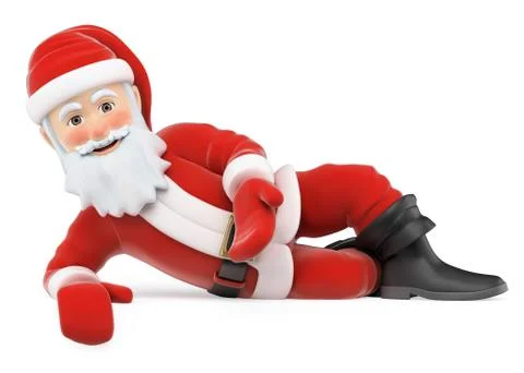 3D Santa Claus lying pointing down Stock Illustration
