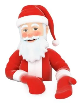 3D Santa Claus pointing down. Blank space Stock Illustration