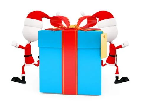 3d Santa with gift box Stock Illustration