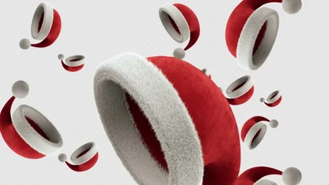 3D Santa Hat, Transition Animation. Red Color. 3 Items. 4K Alpha Channel. Stock Footage 258807473