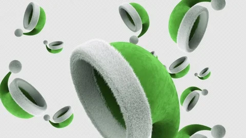 3D Santa Hat, Transition Animation. Green Color. 3 Items. 4K Alpha Channel. Stock Footage 258808262