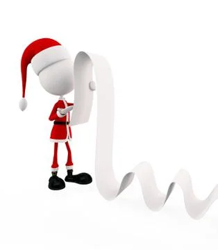 3d Santa with long list Stock Illustration