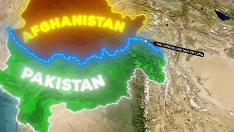 3D Satellite Map Animation of the Durand Line Border between Pakistan and A.. Vídeos de archivo 331525948