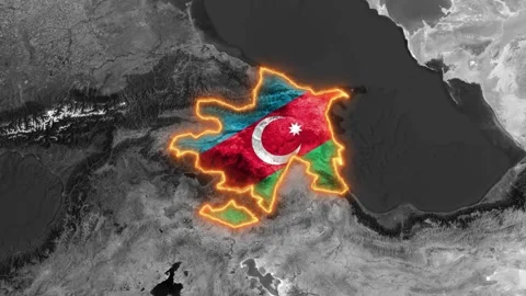 3D Satellite Map Animation Highlighting Azerbaijan with Glowing Border Stock Footage 341684835