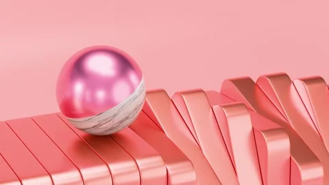 3D Satisfying Motion Graphic of a Marble Ball Rolling on Rose Gold Blocks. 4K Stock Footage 329501876