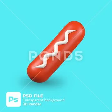 3d sausage icon PSD Template