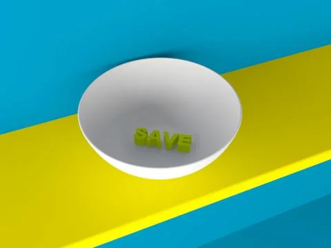 3d save text in bowl Stock-Illustration