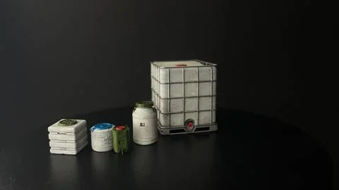 3D scale models water cans Stock Photos