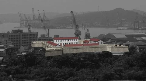 3D scale reconstruction and location of Fort San Salvador, keelung, Taiwan Stock Footage