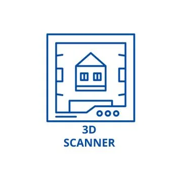 3d scanner line icon concept. 3d scanner flat vector symbol, sign, outline Stock Illustration
