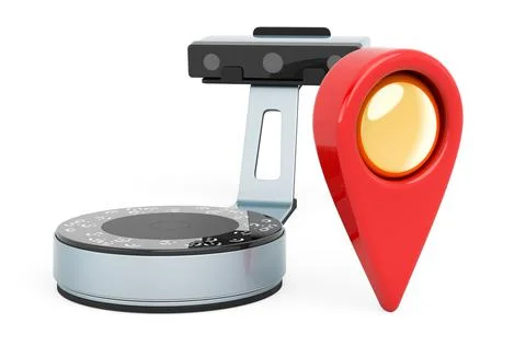 3D scanner with map pointer, 3D rendering 库存插图
