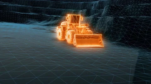 3d scanning of heavy construction machinery Bulldozer Loader Stock Footage 145314487
