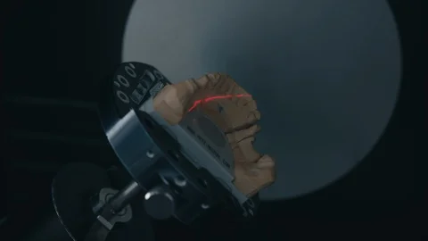 3D Scanning a model of human teeth from gypsum. Creation 3D model for sculpted Video stock 102779689