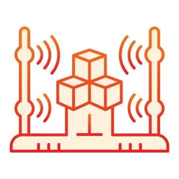 3d scanning system flat icon. 3d scanner orange icons in trendy flat style. 3D 스톡 일러스트