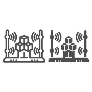 3d scanning system line and glyph icon. 3d cube scan vector illustration Stock Illustration