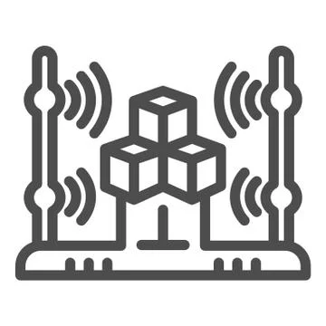 3d scanning system line icon. 3d cube scan vector illustration isolated on white 스톡 일러스트