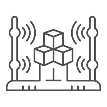 3d scanning system thin line icon. 3d cube scan vector illustration isolated on Stock Illustration