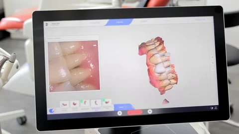 3D scanning of teeth. Looking at the scr... | Stock Video | Pond5