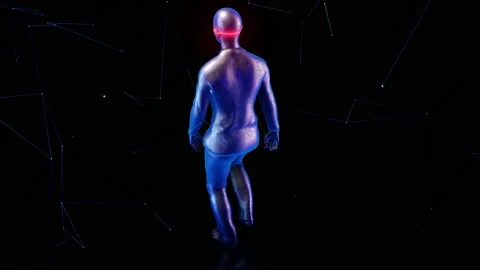 3D Scanning Of Walking Human Body 4k Stock Footage 145497255