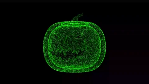 3D Scary pumpkin rotates on black background. Halloween concept. Toothy pumpkin Stock Footage 250598903