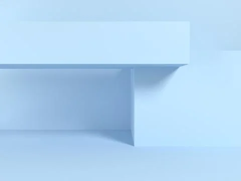 3D Scene - Abstract blue architectural scene with soft lighting. / 3D Render Stock Illustration